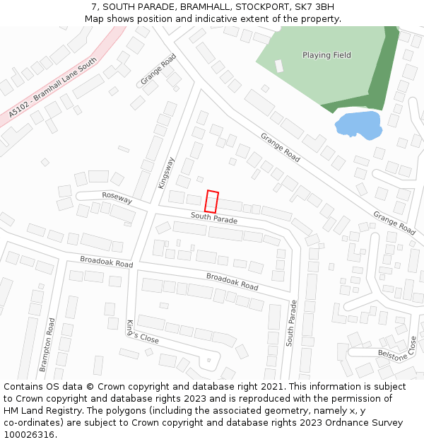 7, SOUTH PARADE, BRAMHALL, STOCKPORT, SK7 3BH: Location map and indicative extent of plot