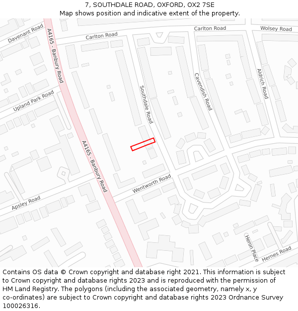 7, SOUTHDALE ROAD, OXFORD, OX2 7SE: Location map and indicative extent of plot