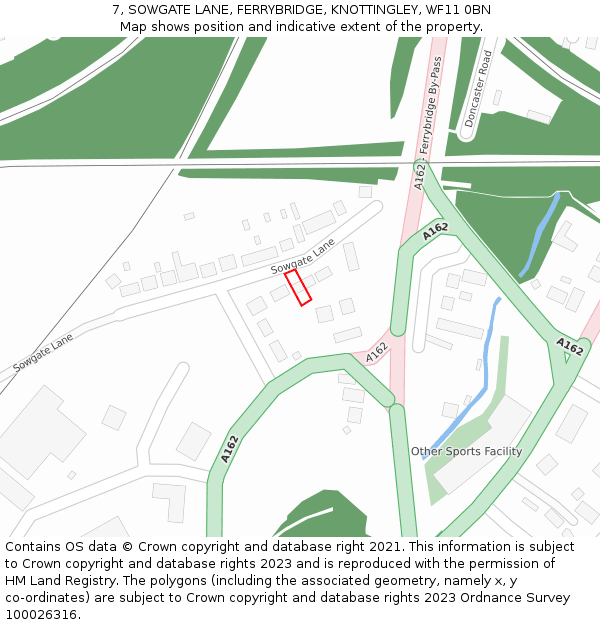 7, SOWGATE LANE, FERRYBRIDGE, KNOTTINGLEY, WF11 0BN: Location map and indicative extent of plot