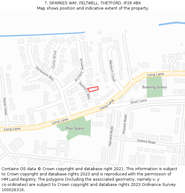 7, SPARKES WAY, FELTWELL, THETFORD, IP26 4BX: Location map and indicative extent of plot