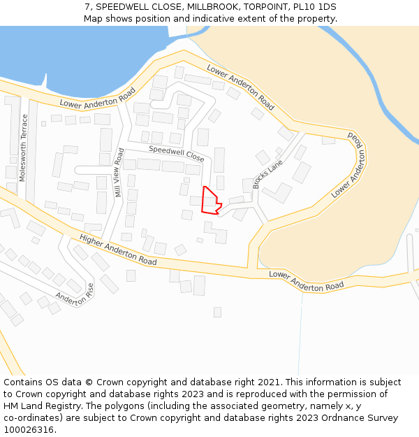 7, SPEEDWELL CLOSE, MILLBROOK, TORPOINT, PL10 1DS: Location map and indicative extent of plot