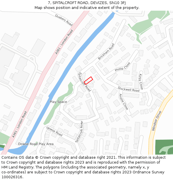 7, SPITALCROFT ROAD, DEVIZES, SN10 3FJ: Location map and indicative extent of plot
