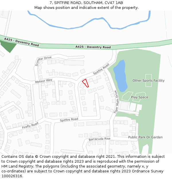 7, SPITFIRE ROAD, SOUTHAM, CV47 1AB: Location map and indicative extent of plot