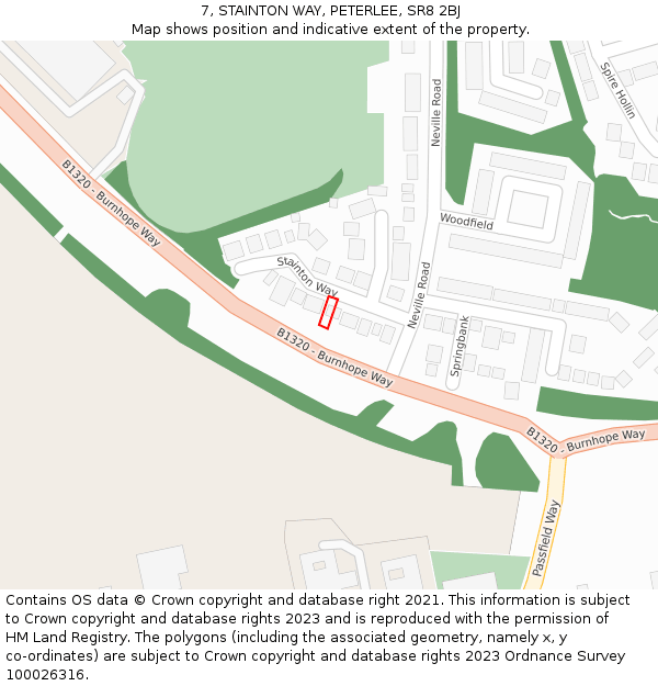 7, STAINTON WAY, PETERLEE, SR8 2BJ: Location map and indicative extent of plot