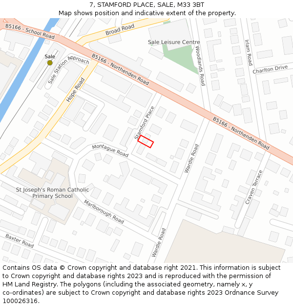 7, STAMFORD PLACE, SALE, M33 3BT: Location map and indicative extent of plot