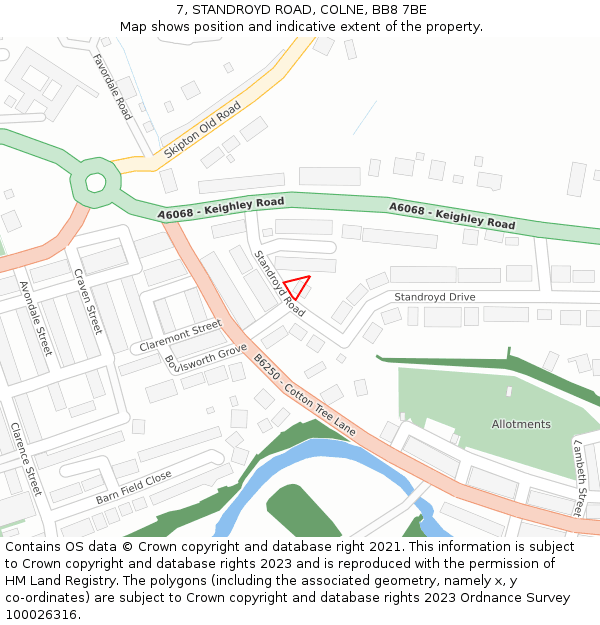 7, STANDROYD ROAD, COLNE, BB8 7BE: Location map and indicative extent of plot