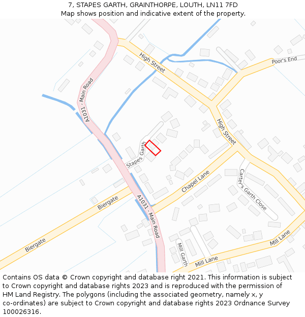 7, STAPES GARTH, GRAINTHORPE, LOUTH, LN11 7FD: Location map and indicative extent of plot