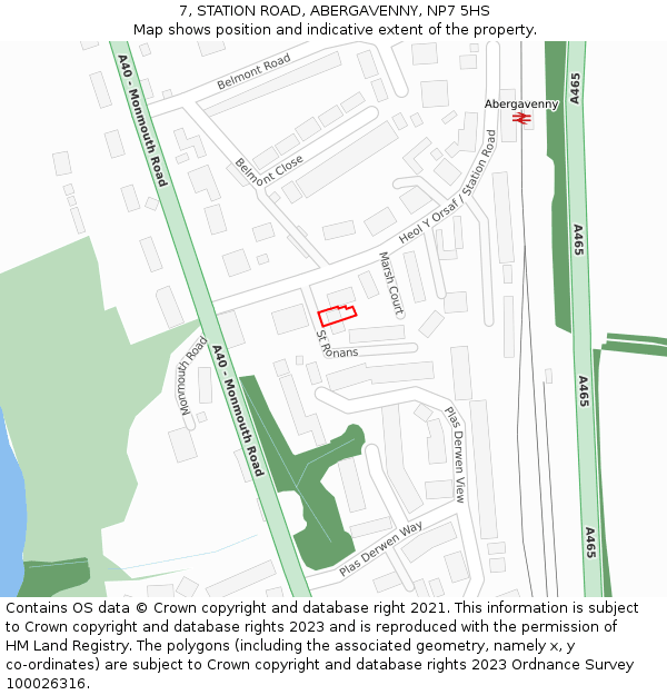 7, STATION ROAD, ABERGAVENNY, NP7 5HS: Location map and indicative extent of plot
