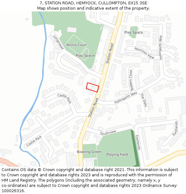 7, STATION ROAD, HEMYOCK, CULLOMPTON, EX15 3SE: Location map and indicative extent of plot