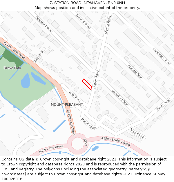 7, STATION ROAD, NEWHAVEN, BN9 0NH: Location map and indicative extent of plot