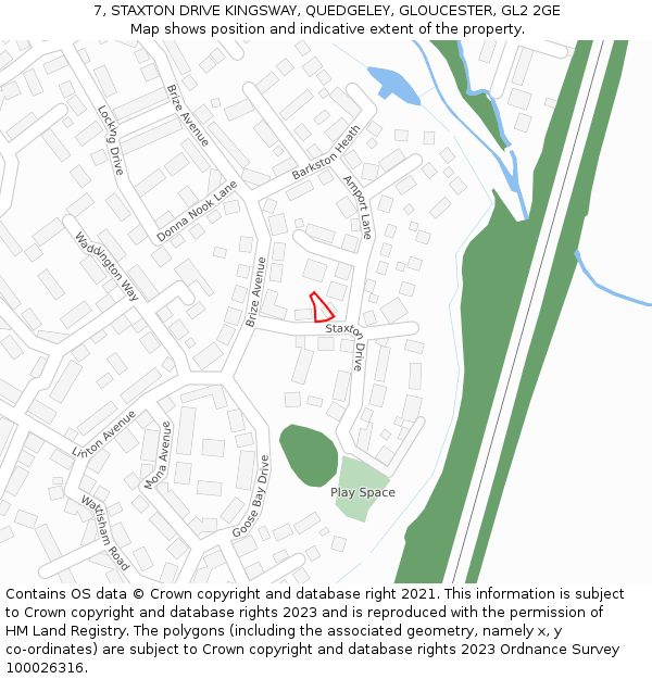 7, STAXTON DRIVE KINGSWAY, QUEDGELEY, GLOUCESTER, GL2 2GE: Location map and indicative extent of plot