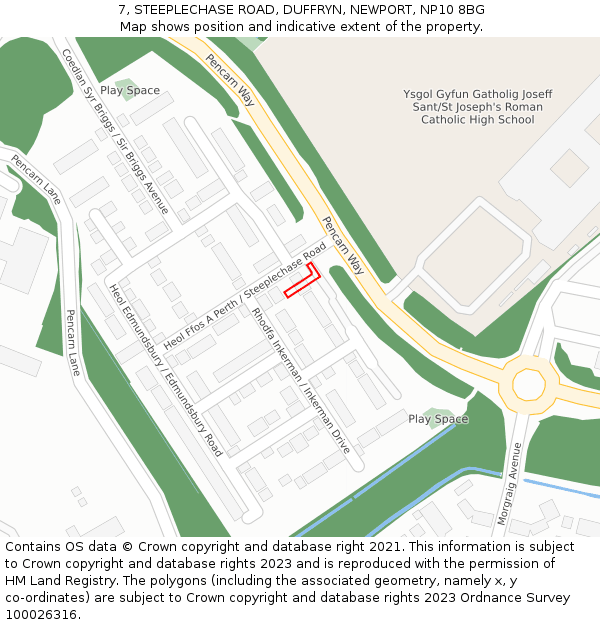 7, STEEPLECHASE ROAD, DUFFRYN, NEWPORT, NP10 8BG: Location map and indicative extent of plot