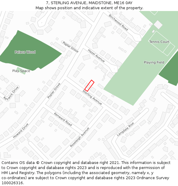 7, STERLING AVENUE, MAIDSTONE, ME16 0AY: Location map and indicative extent of plot