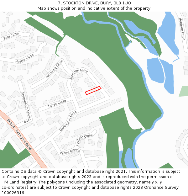 7, STOCKTON DRIVE, BURY, BL8 1UQ: Location map and indicative extent of plot