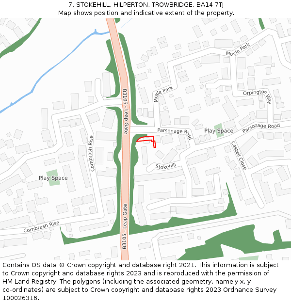 7, STOKEHILL, HILPERTON, TROWBRIDGE, BA14 7TJ: Location map and indicative extent of plot