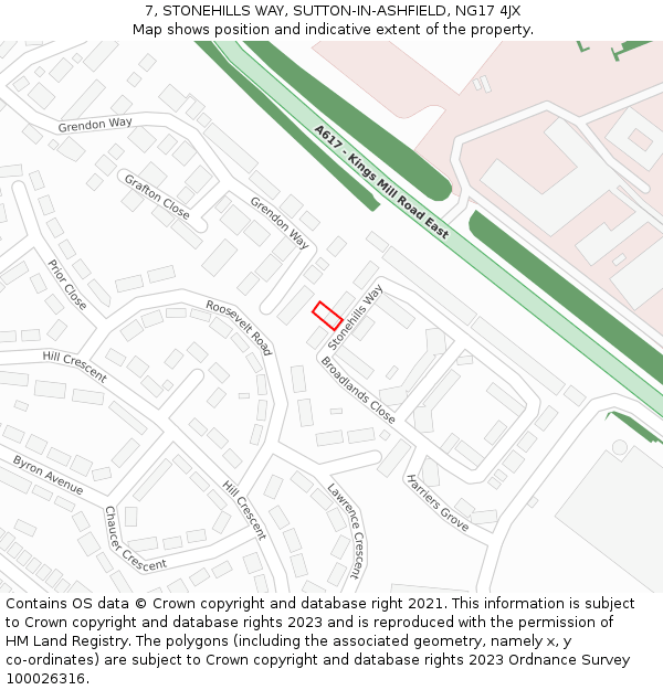 7, STONEHILLS WAY, SUTTON-IN-ASHFIELD, NG17 4JX: Location map and indicative extent of plot