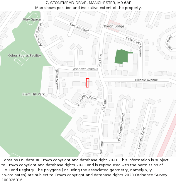 7, STONEMEAD DRIVE, MANCHESTER, M9 6AF: Location map and indicative extent of plot