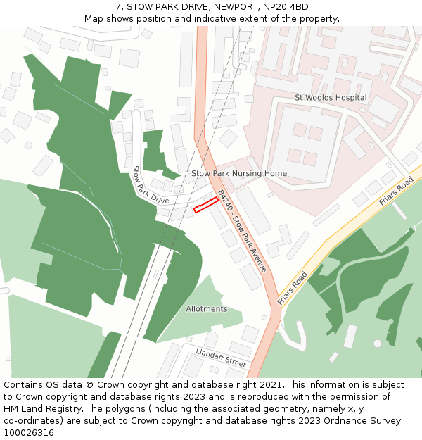 7, STOW PARK DRIVE, NEWPORT, NP20 4BD: Location map and indicative extent of plot