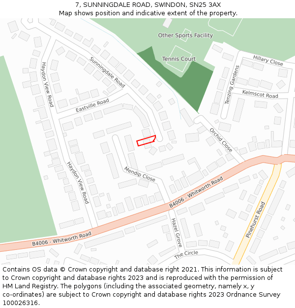 7, SUNNINGDALE ROAD, SWINDON, SN25 3AX: Location map and indicative extent of plot