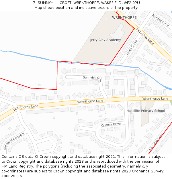 7, SUNNYHILL CROFT, WRENTHORPE, WAKEFIELD, WF2 0PU: Location map and indicative extent of plot