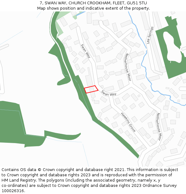 7, SWAN WAY, CHURCH CROOKHAM, FLEET, GU51 5TU: Location map and indicative extent of plot