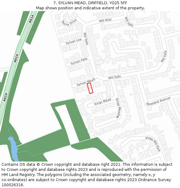 7, SYLVAN MEAD, DRIFFIELD, YO25 5FF: Location map and indicative extent of plot