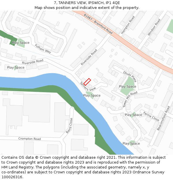 7, TANNERS VIEW, IPSWICH, IP1 4QE: Location map and indicative extent of plot