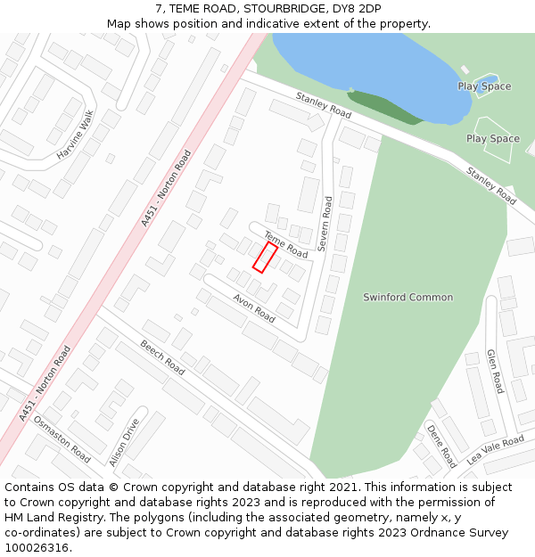 7, TEME ROAD, STOURBRIDGE, DY8 2DP: Location map and indicative extent of plot