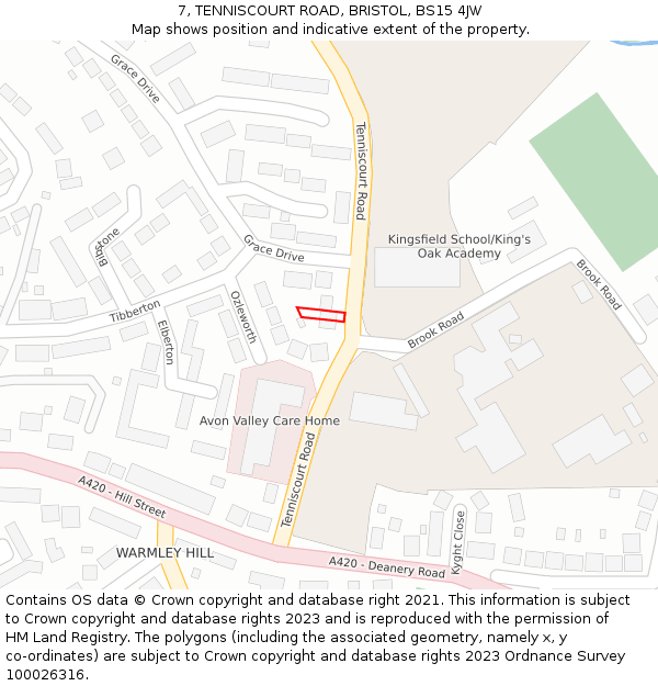 7, TENNISCOURT ROAD, BRISTOL, BS15 4JW: Location map and indicative extent of plot