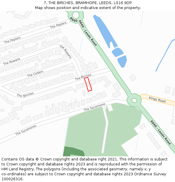 7, THE BIRCHES, BRAMHOPE, LEEDS, LS16 9DP: Location map and indicative extent of plot