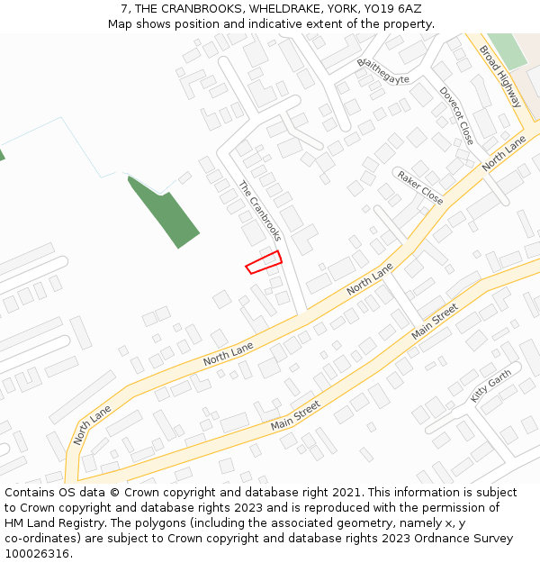 7, THE CRANBROOKS, WHELDRAKE, YORK, YO19 6AZ: Location map and indicative extent of plot