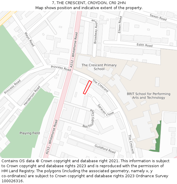 7, THE CRESCENT, CROYDON, CR0 2HN: Location map and indicative extent of plot