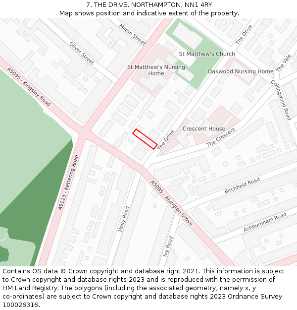 7, THE DRIVE, NORTHAMPTON, NN1 4RY: Location map and indicative extent of plot