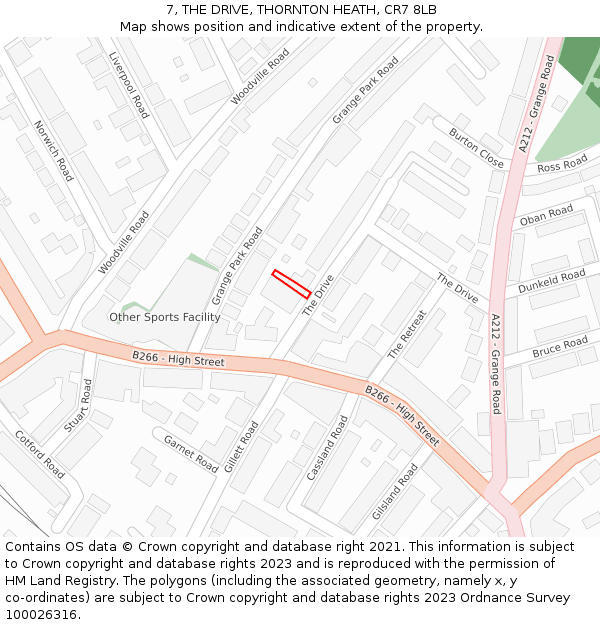 7, THE DRIVE, THORNTON HEATH, CR7 8LB: Location map and indicative extent of plot