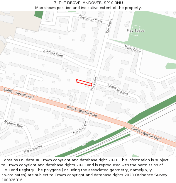 7, THE DROVE, ANDOVER, SP10 3NU: Location map and indicative extent of plot