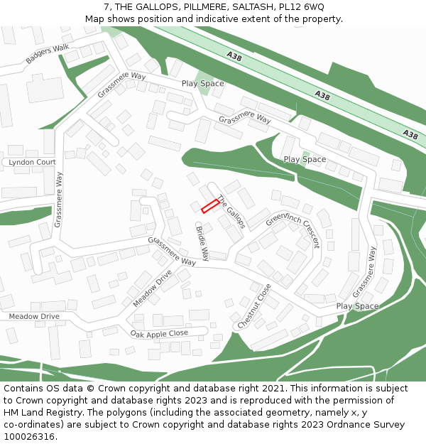 7, THE GALLOPS, PILLMERE, SALTASH, PL12 6WQ: Location map and indicative extent of plot