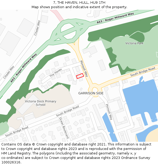 7, THE HAVEN, HULL, HU9 1TH: Location map and indicative extent of plot