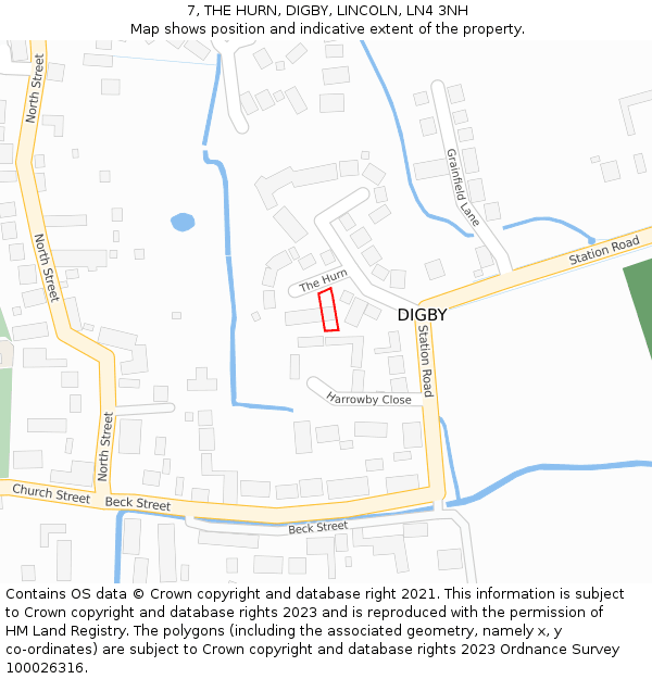 7, THE HURN, DIGBY, LINCOLN, LN4 3NH: Location map and indicative extent of plot