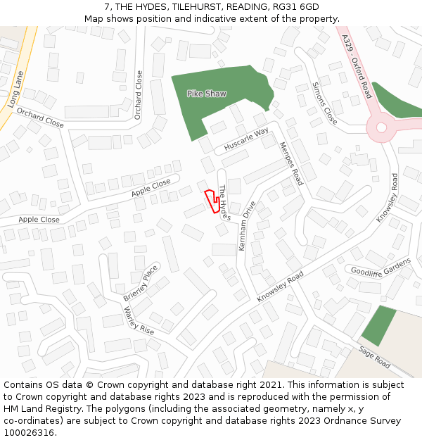 7, THE HYDES, TILEHURST, READING, RG31 6GD: Location map and indicative extent of plot