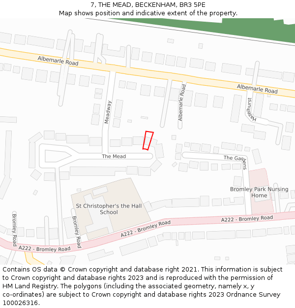 7, THE MEAD, BECKENHAM, BR3 5PE: Location map and indicative extent of plot