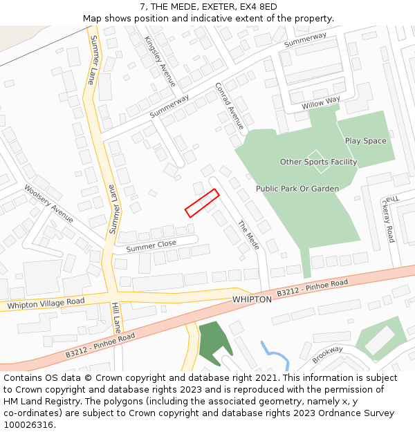 7, THE MEDE, EXETER, EX4 8ED: Location map and indicative extent of plot