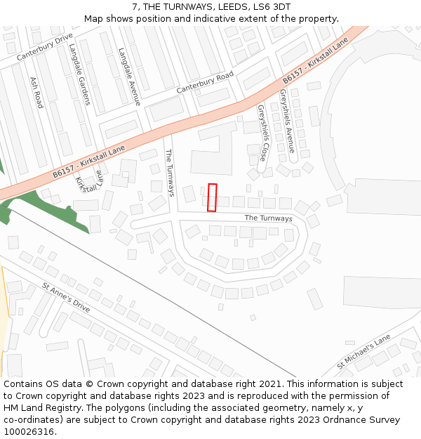 7, THE TURNWAYS, LEEDS, LS6 3DT: Location map and indicative extent of plot