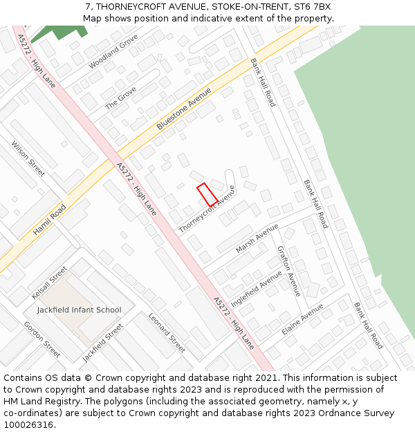 7, THORNEYCROFT AVENUE, STOKE-ON-TRENT, ST6 7BX: Location map and indicative extent of plot