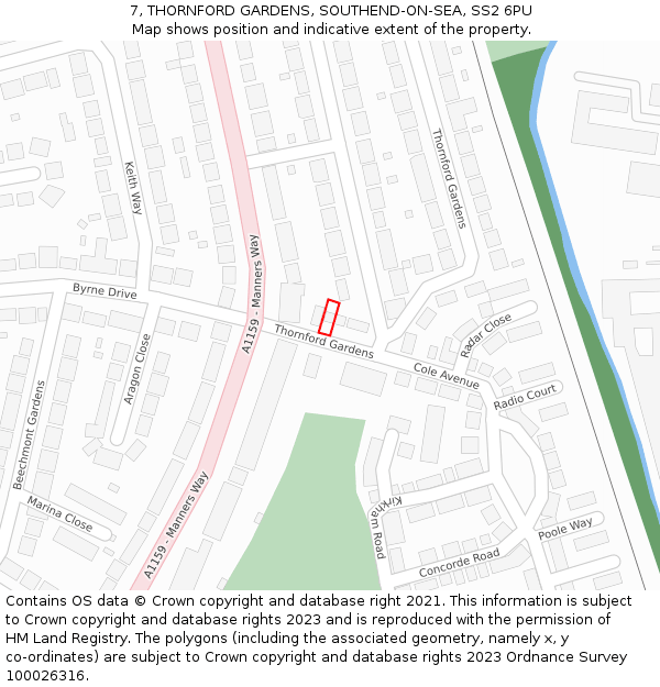 7, THORNFORD GARDENS, SOUTHEND-ON-SEA, SS2 6PU: Location map and indicative extent of plot