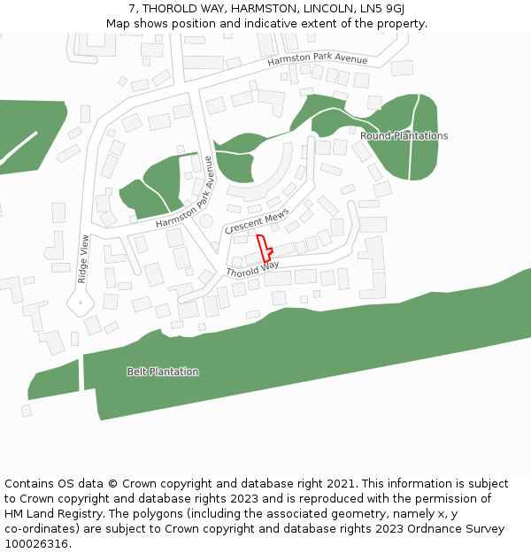 7, THOROLD WAY, HARMSTON, LINCOLN, LN5 9GJ: Location map and indicative extent of plot