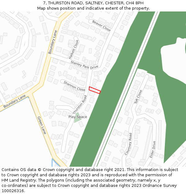 7, THURSTON ROAD, SALTNEY, CHESTER, CH4 8PH: Location map and indicative extent of plot
