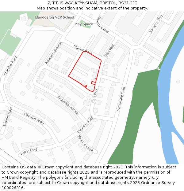 7, TITUS WAY, KEYNSHAM, BRISTOL, BS31 2FE: Location map and indicative extent of plot