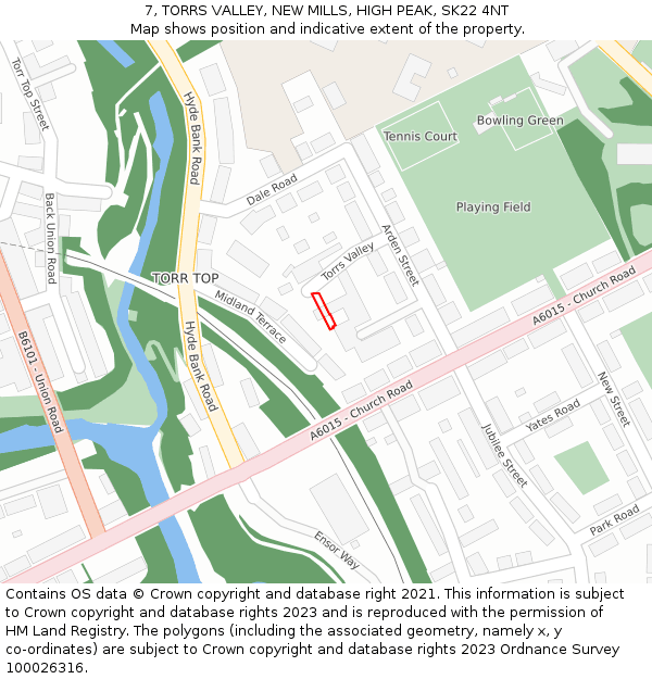 7, TORRS VALLEY, NEW MILLS, HIGH PEAK, SK22 4NT: Location map and indicative extent of plot