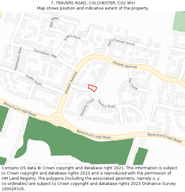 7, TRAVERS ROAD, COLCHESTER, CO2 9FH: Location map and indicative extent of plot