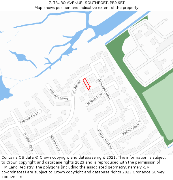 7, TRURO AVENUE, SOUTHPORT, PR9 9RT: Location map and indicative extent of plot